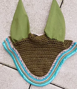 Bonnet anti-mouches Rg Italy - Vert bord turquoise satiné