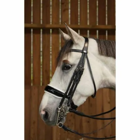 Bride avec muserolle large vernie blanc Working Collection - Dy'on