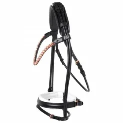 Bridon FLEUR cuir rond noir doublé blanc - SD Design