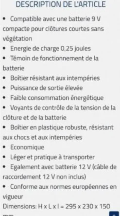 Electrificateur Corral 9v