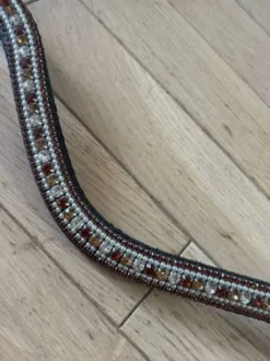 Frontal en strass cognac et perles