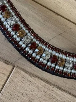 Frontal en strass cognac et perles