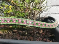 Frontal en strass rose et vert