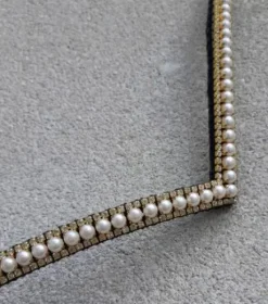 Frontal strass blanc et grosses perles - Strass