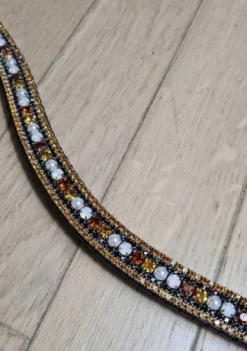 Frontal strass cuivre, noir et topaze