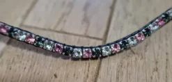 Frontal strass gris, blanc et rose strass fin