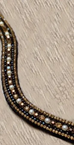 Frontal strass noir, or et bronze - Strass