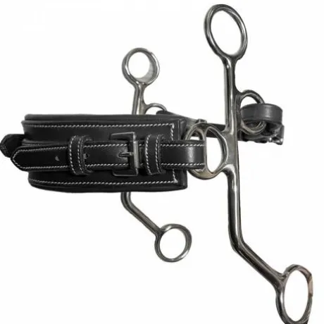 Hackamore cuir branches longues nez rectangle - Jump'in - Cuir havane