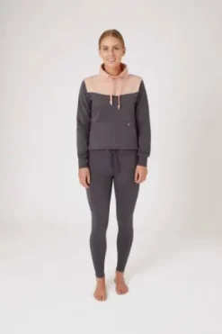 Hoodie jade rose et gris Horze