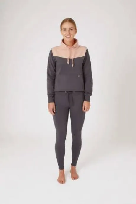 Hoodie jade rose et gris Horze