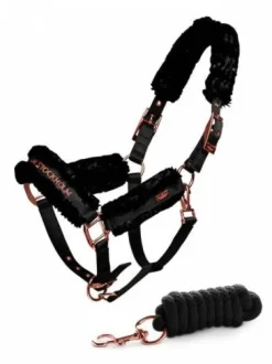 Licol doublé mouton et longe Equestrian Stockholm - DARK SKY