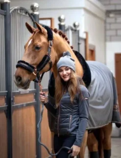 Licol doublé mouton et longe Equestrian Stockholm - DARK SKY