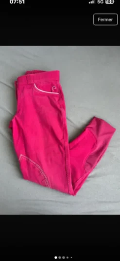 Pantalon equithème rose Fuschia XS
