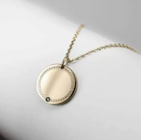 Pendentif avec médaille personnalisée et zirconia - Ponytail & Co