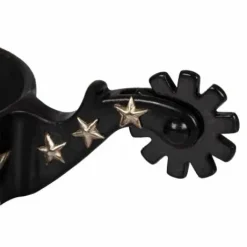 Éperons noirs 6 étoiles western - Fer noir