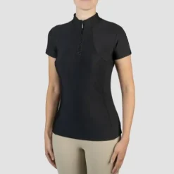 Polo technique manches courtes zip paillettes - HORKA - Tissu respirant