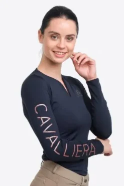 Polo technique manches longues Rose Gold - Cavalliera - Performance