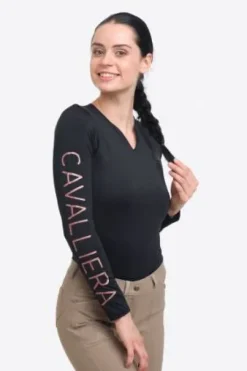 Polo technique manches longues Rose Gold - Cavalliera - Performance