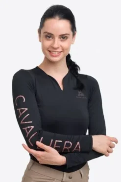 Polo technique manches longues Rose Gold - Cavalliera - Performance