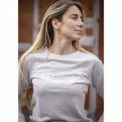 Pull ully - pénélope collection - gris clair, logo 3d