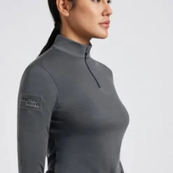 Sous-pull technique zippé en laine Anthracite - CAVALLERIA TOSCANA