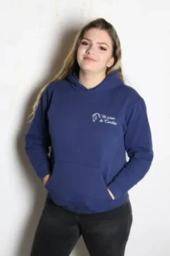 Sweat à capuche Un Coeur de Cavalière Marine Enfant