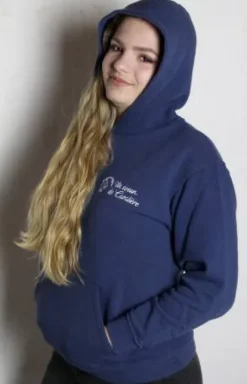 Sweat à capuche Un Coeur de Cavalière Marine Enfant