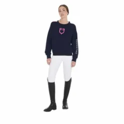 Sweat-shirt à col rond marine/fuchsia - Equestro