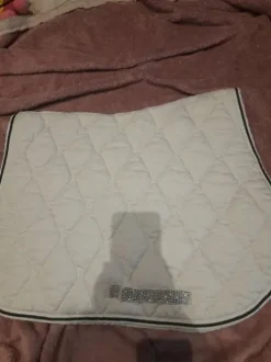 Tapis d'équitation blanc à strass