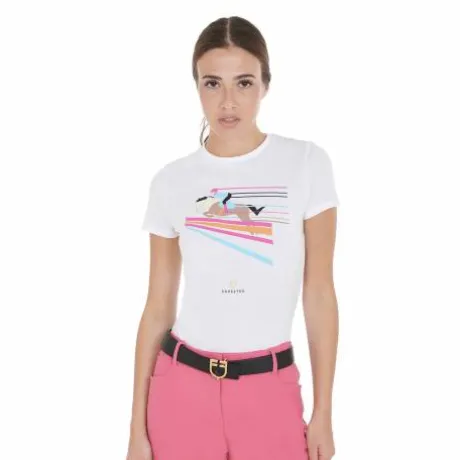 T-shirt ajusté design de saut coloré - EQUESTRO