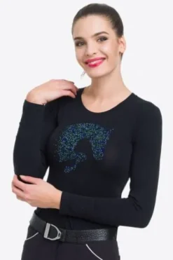 T-shirt manches longues Multicolor avec décoration cheval - Cavalliera