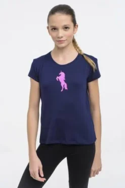 T-shirt équitation enfant à manches courtes - Cavalliera - Licorne pailletée