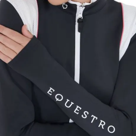 Veste technique avec inserts perforés marine/fuchsia - EQUESTRO