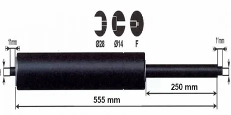 Vérin à gaz 1300n - entraxe 600mm