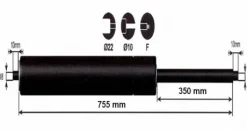 Vérin à gaz 400n - entraxe 800mm