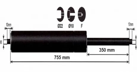 Vérin à gaz 400n - entraxe 800mm