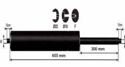 Vérin à gaz 1000n - entraxe 700mm