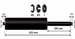 Vérin à gaz 800n - entraxe 700mm