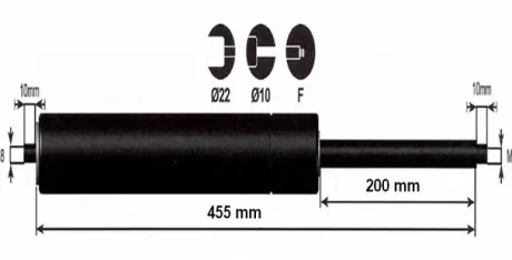 Vérin à gaz 1250n - entraxe 500mm