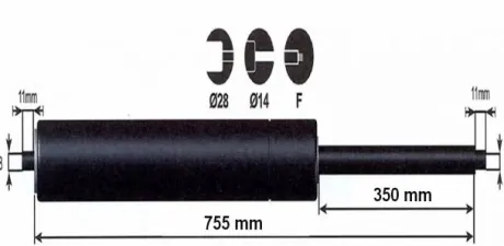 Vérin à gaz 600n - entraxe 800mm