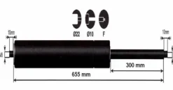 Vérin à gaz 1200n - entraxe 700mm