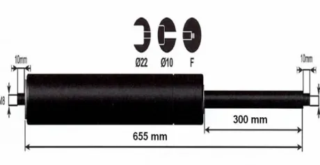 Vérin à gaz 1200n - entraxe 700mm