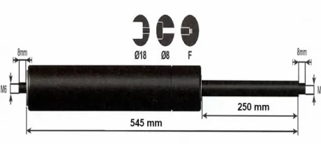 Vérin à gaz 250n - entraxe 600mm